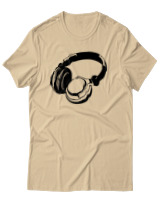 T-Shirt Αντρικό - Headphones - Color Thumbnail Μπεζ