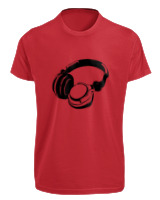 T-Shirt Fit Αντρικό - Headphones - Color Thumbnail Κόκκινο
