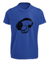 T-Shirt Fit Αντρικό - Headphones - Color Thumbnail Μπλε Ρουά