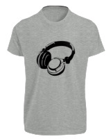 T-Shirt Fit Αντρικό - Headphones - Color Thumbnail Γκρι Μελανζέ