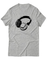 T-Shirt  Γυναικείο - Headphones - Color Thumbnail Γκρί Μελανζέ