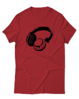 T-Shirt  Γυναικείο - Headphones - Color Thumbnail Κόκκινο