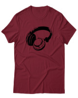 T-Shirt  Γυναικείο - Headphones - Color Thumbnail Σκούρο Κόκκινο
