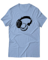 T-Shirt  Γυναικείο - Headphones - Color Thumbnail Γαλάζιο