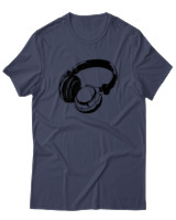 T-Shirt  Γυναικείο - Headphones - Color Thumbnail Μπλέ Γκρί