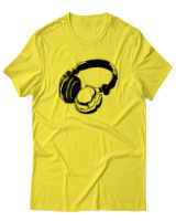 T-Shirt  Γυναικείο - Headphones - Color Thumbnail Κίτρινο
