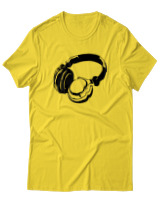 T-Shirt  Γυναικείο - Headphones - Color Thumbnail Κίτρινο Χρυσό