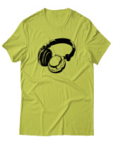 T-Shirt  Γυναικείο - Headphones - Color Thumbnail Λαχανί