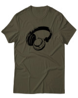 T-Shirt  Γυναικείο - Headphones - Color Thumbnail Χακί