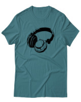 T-Shirt  Γυναικείο - Headphones - Color Thumbnail Μπλέ Πράσινο