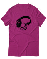 T-Shirt  Γυναικείο - Headphones - Color Thumbnail Φούξια
