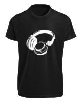 T-Shirt Fit Αντρικό - Headphones - Color Thumbnail Μαύρο