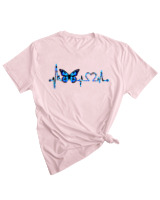 T-Shirt Woman Fashion Γυναικείο - Heart butterfly - Color Thumbnail PALE PINK