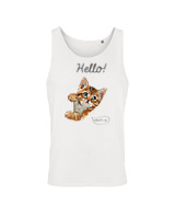 Αμάνικο Μπλουζάκι Αντρικό - Hello Cat - Color Thumbnail 'Ασπρο