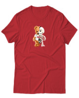 T-Shirt Αντρικό - Hello Half Skeleton - Color Thumbnail Κόκκινο
