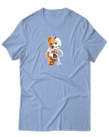 T-Shirt Αντρικό - Hello Half Skeleton - Color Thumbnail Γαλάζιο