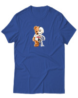 T-Shirt Αντρικό - Hello Half Skeleton - Color Thumbnail Μπλε Ρουά