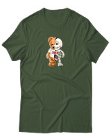 T-Shirt Αντρικό - Hello Half Skeleton - Color Thumbnail Κυπαρισσί