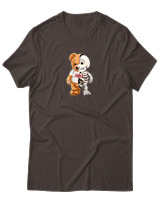 T-Shirt Αντρικό - Hello Half Skeleton - Color Thumbnail Καφέ