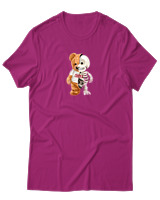 T-Shirt Αντρικό - Hello Half Skeleton - Color Thumbnail Φουξια