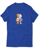 T-Shirt  Γυναικείο - Hello Half Skeleton - Color Thumbnail Μπλέ Ρουά