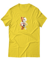 T-Shirt  Γυναικείο - Hello Half Skeleton - Color Thumbnail Κίτρινο Χρυσό