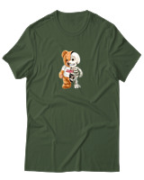 T-Shirt  Γυναικείο - Hello Half Skeleton - Color Thumbnail Κυπαρισσί