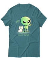 T-Shirt Αντρικό - Hello Human - Color Thumbnail Μπλε Πράσινο