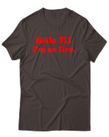 T-Shirt Αντρικό - Hello Im On Fire - Color Thumbnail Καφέ