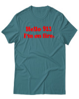 T-Shirt Αντρικό - Hello Im On Fire - Color Thumbnail Μπλε Πράσινο