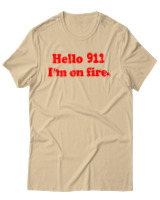 T-Shirt Αντρικό - Hello Im On Fire - Color Thumbnail Μπεζ