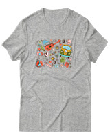 T-Shirt Unisex - Hippie Vibes - Color Thumbnail Γκρι Μελανζέ
