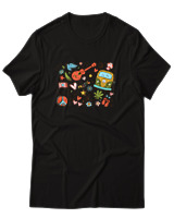 T-Shirt Unisex - Hippie Vibes - Color Thumbnail Μαύρο