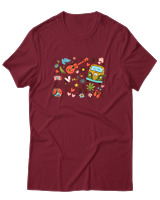 T-Shirt Unisex - Hippie Vibes - Color Thumbnail Σκούρο Κόκκινο