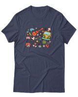 T-Shirt Unisex - Hippie Vibes - Color Thumbnail Μπλε Γκρι