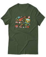 T-Shirt Unisex - Hippie Vibes - Color Thumbnail Κυπαρισσί