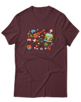 T-Shirt Unisex - Hippie Vibes - Color Thumbnail Μπορντό