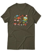 T-Shirt Unisex - Hippie Vibes - Color Thumbnail Χακί
