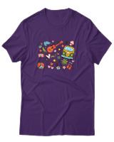 T-Shirt Unisex - Hippie Vibes - Color Thumbnail Σκούρο Μωβ