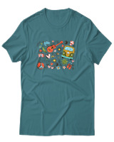 T-Shirt Unisex - Hippie Vibes - Color Thumbnail Μπλε Πράσινο
