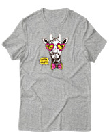 T-Shirt Αντρικό - Hipster Giraffe - Color Thumbnail Γκρι Μελανζέ