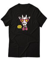 T-Shirt Αντρικό - Hipster Giraffe - Color Thumbnail Μαύρο