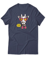 T-Shirt Αντρικό - Hipster Giraffe - Color Thumbnail Μπλε Γκρι