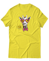 T-Shirt Αντρικό - Hipster Giraffe - Color Thumbnail Κίτρινο