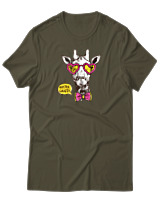 T-Shirt Αντρικό - Hipster Giraffe - Color Thumbnail Χακί