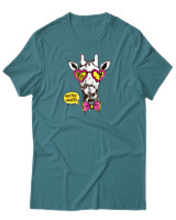 T-Shirt Αντρικό - Hipster Giraffe - Color Thumbnail Μπλε Πράσινο