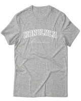 T-Shirt Unisex - Honolulu Hawaii - Color Thumbnail Γκρι Μελανζέ