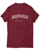 T-Shirt Unisex - Honolulu Hawaii - Color Thumbnail Σκούρο Κόκκινο