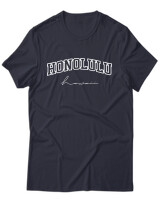 T-Shirt Unisex - Honolulu Hawaii - Color Thumbnail Σκούρο Μπλε