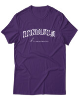 T-Shirt Unisex - Honolulu Hawaii - Color Thumbnail Σκούρο Μωβ